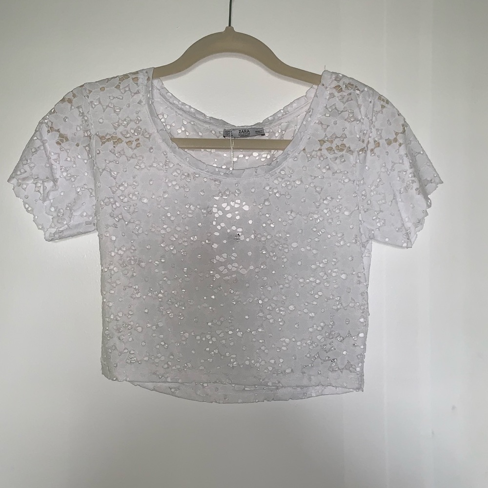 NEW WITH TAGS- Zara White Lace Blouse